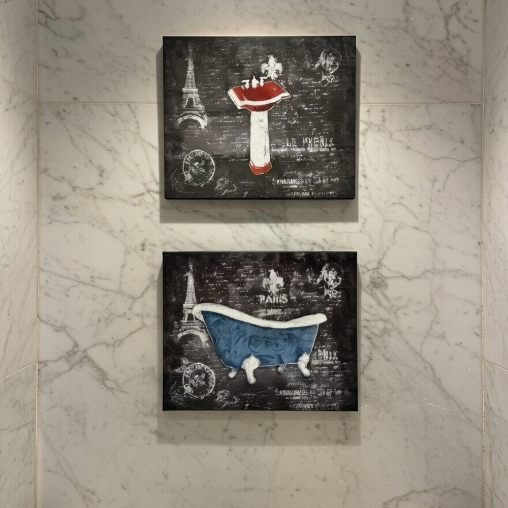 Parisian Bathroom Wall Art Set
